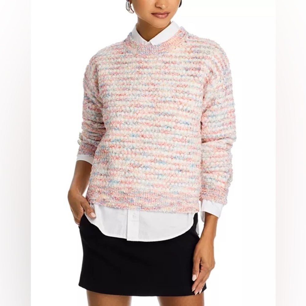 Stellah- Button Trim Boat Neck Sweater In Rose